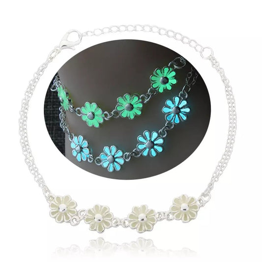 Glow In The Dark Daisy Flower Accessory Chain Charm Bracelet for her