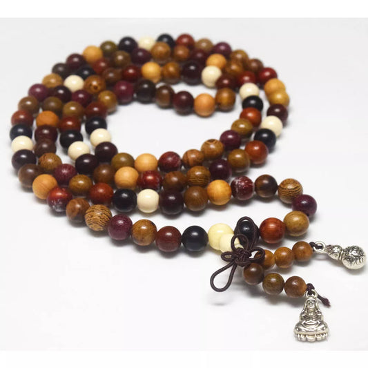 Colorful Tibetan Sandalwood 108 Japa Mala Prayer Beads Unisex Bracelet