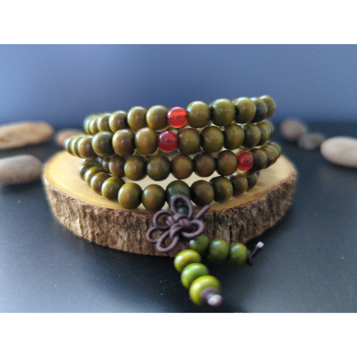 108 Mala Beads, Olive Wood Prayer Beads 23 inches Yoga Necklace Meditation  908
